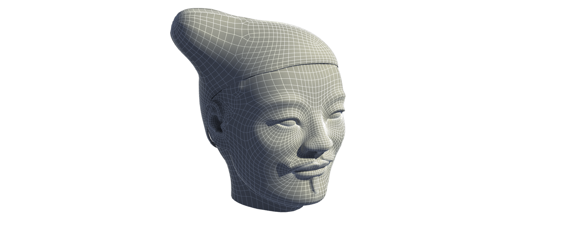 Warrior head — refined wireframe