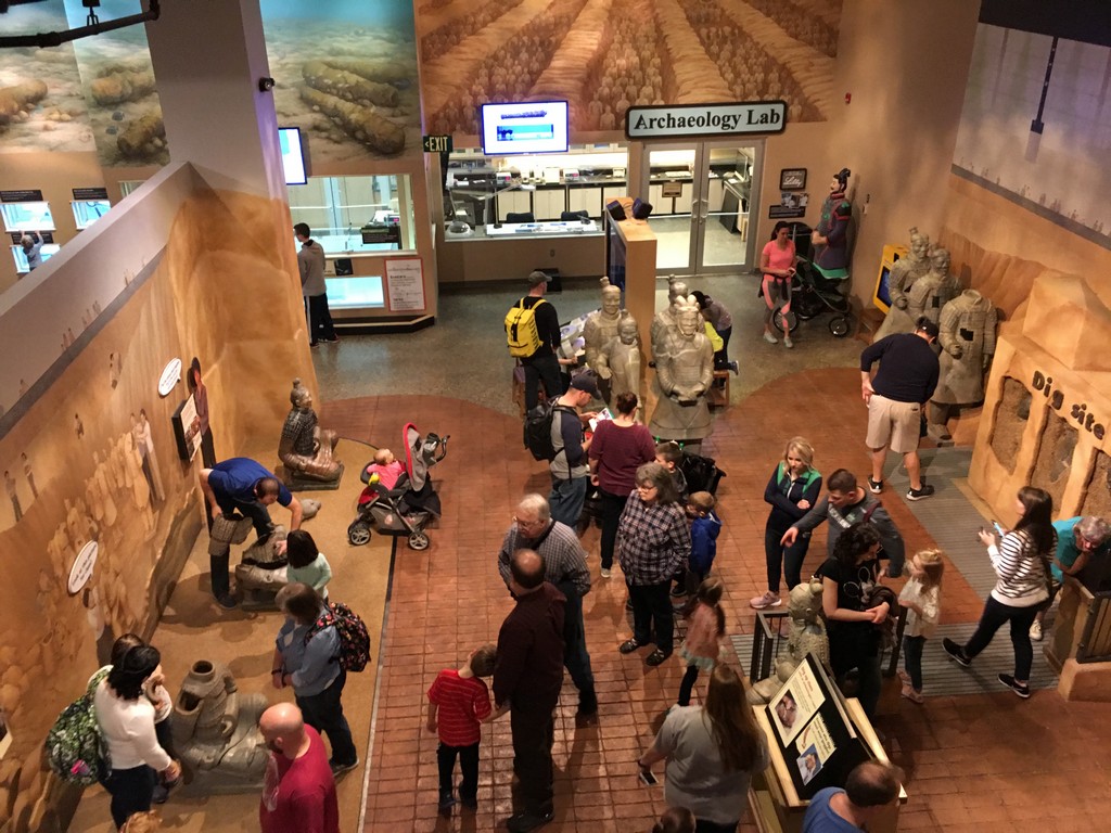 The installed Paint a Warrior kiosk inside the Treasures of the Earth exhibit