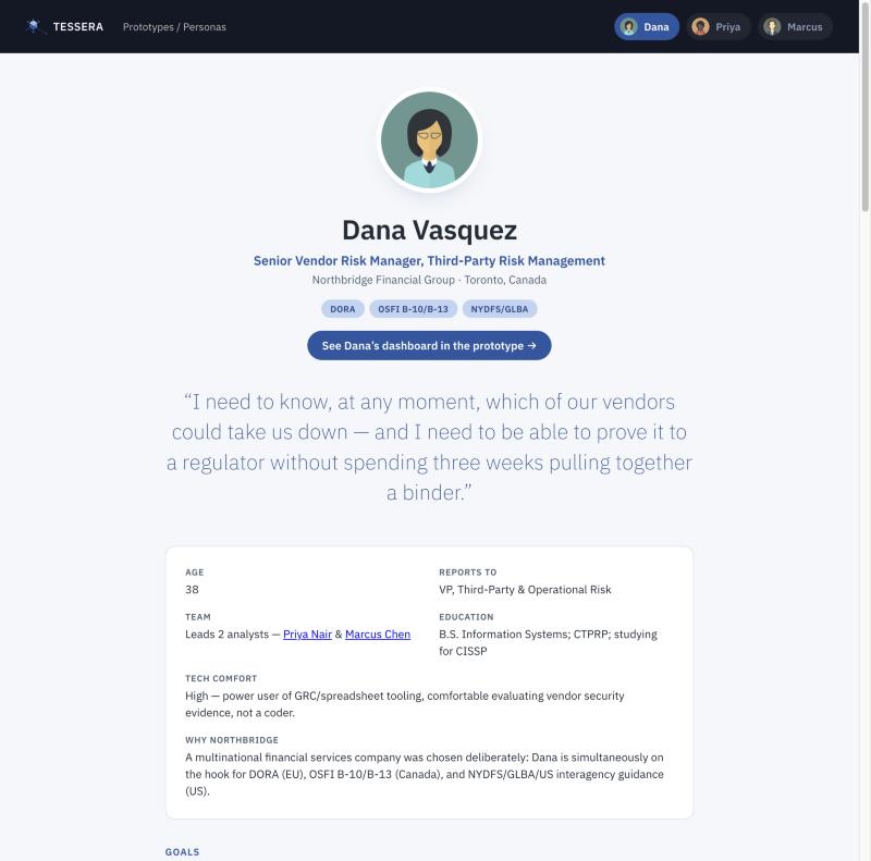Dana Vasquez persona — Senior Vendor Risk Manager