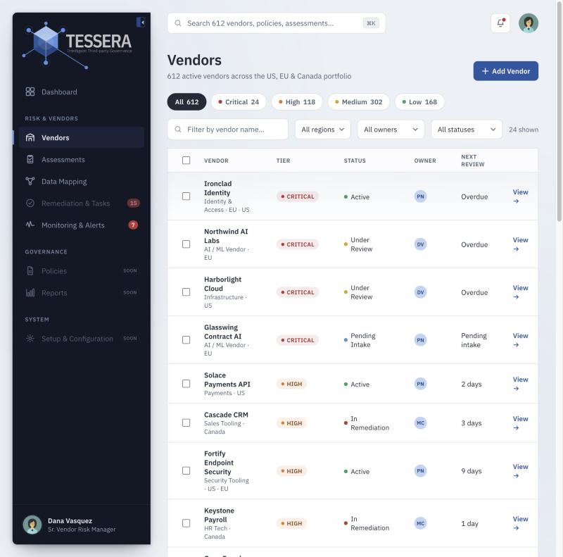Tessera vendors list